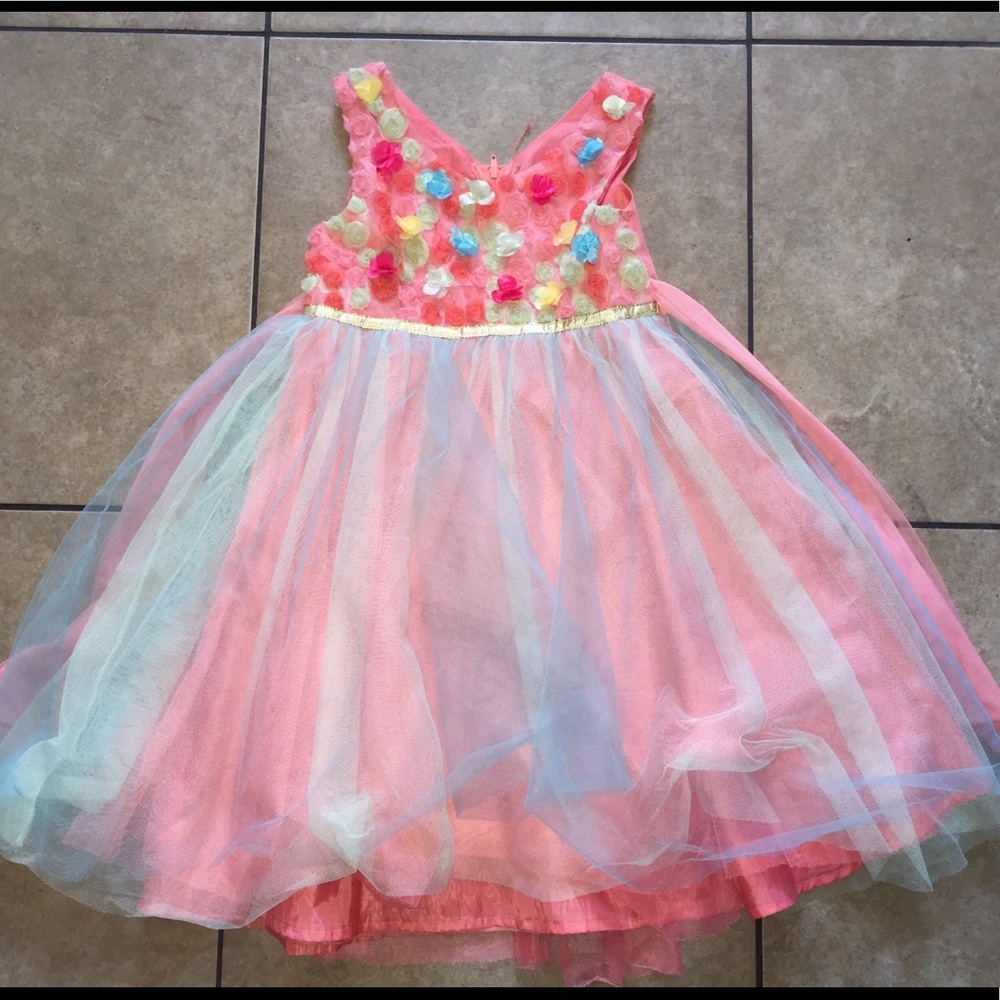 Floral multicolored tulle dress